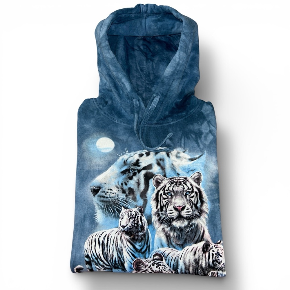 The Mountain Blue Night Tiger cotton Hoodie size Small